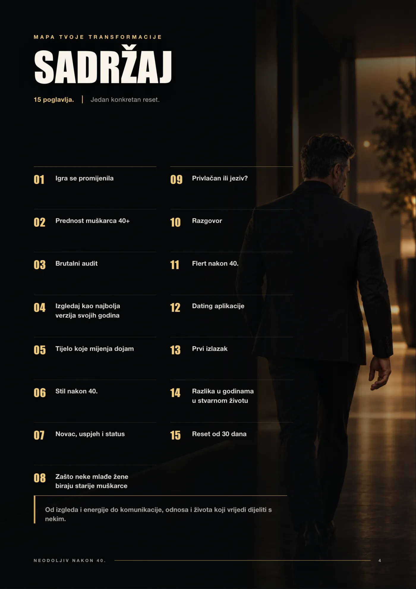 Stranica 4: sadržaj knjige, 15 poglavlja